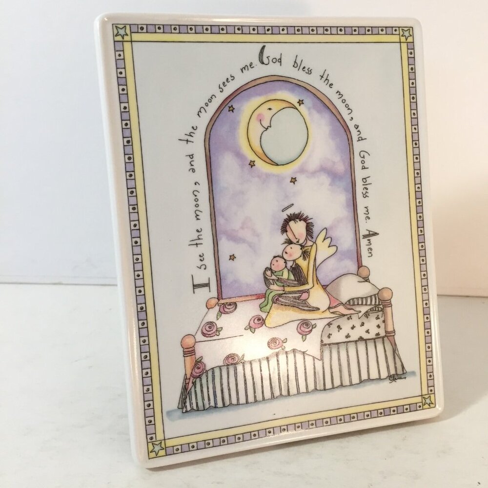 Angel Art by Claire Stoner Arts 2004 Tile Plaque I SEE THE MOON & THE MOON SEES